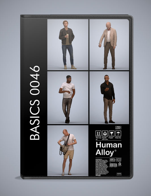 realistic 3D people standing set, 5 render-ready models for V-Ray and Corona