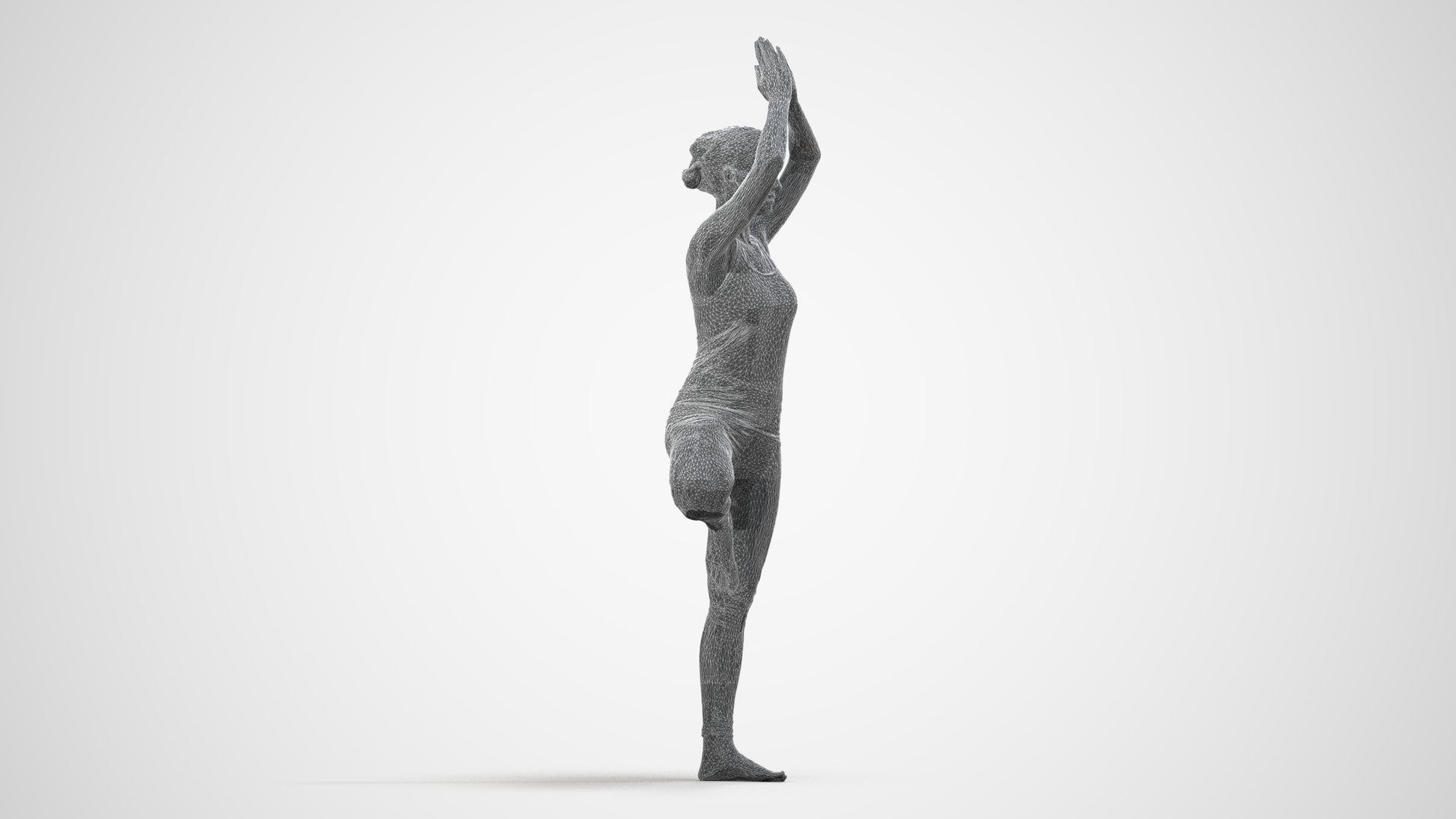 realistic 3D people woman sport, render-ready for V-Ray and Corona, FBX OBJ, wireframe side view