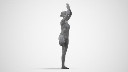 realistic 3D people woman sport, render-ready for V-Ray and Corona, FBX OBJ, wireframe side view