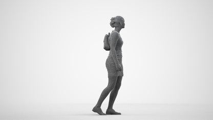 3D people model girl casual kids, scanned human for 3ds Max rendering, wireframe side view