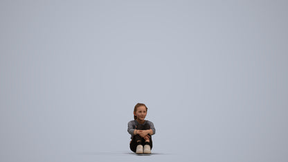 realistic 3D girl casual kids, scanned archviz people for Blender and 3ds Max, standing pose render
