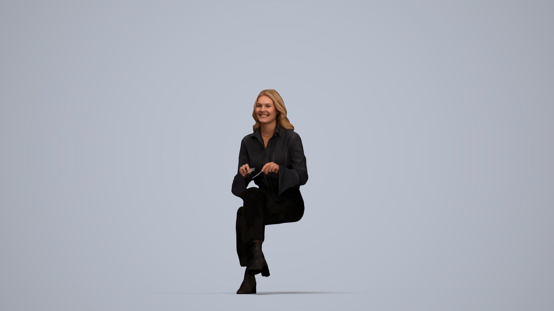 realistic 3D human woman business formalaffairs, archviz people FBX OBJ for Blender, top-down view render