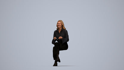 realistic 3D human woman business formalaffairs, archviz people FBX OBJ for Blender, top-down view render