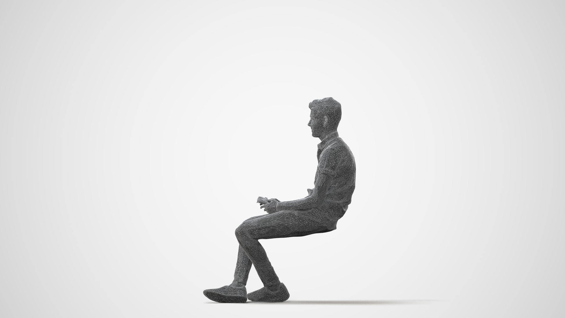 realistic 3D human man casual sitting, archviz people FBX OBJ for Blender, square thumbnail