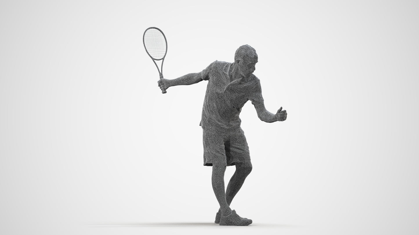 photogrammetry 3D senior man sport, realistic human model archviz FBX, wireframe side view