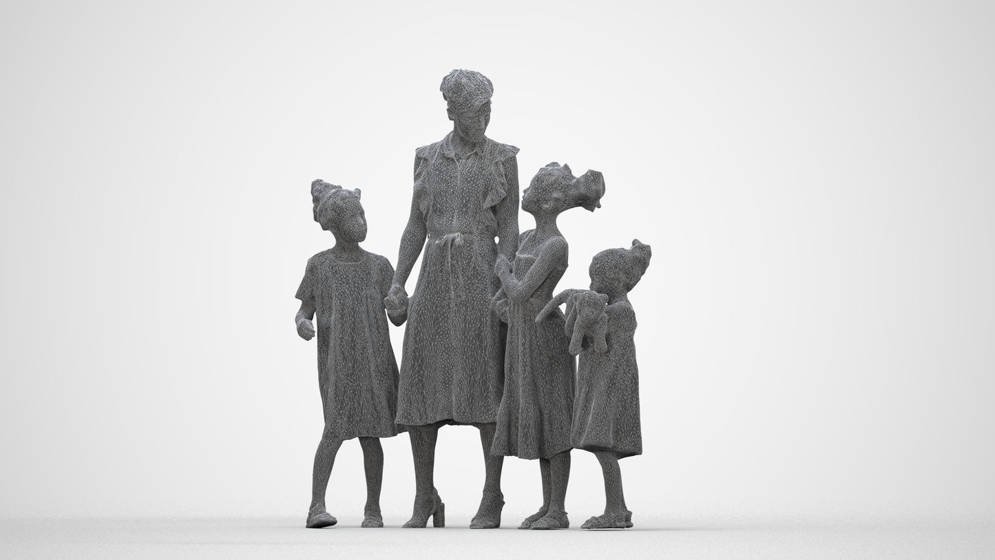 scanned 3D girl casual kids, photogrammetry people for Enscape and V-Ray, wireframe back view