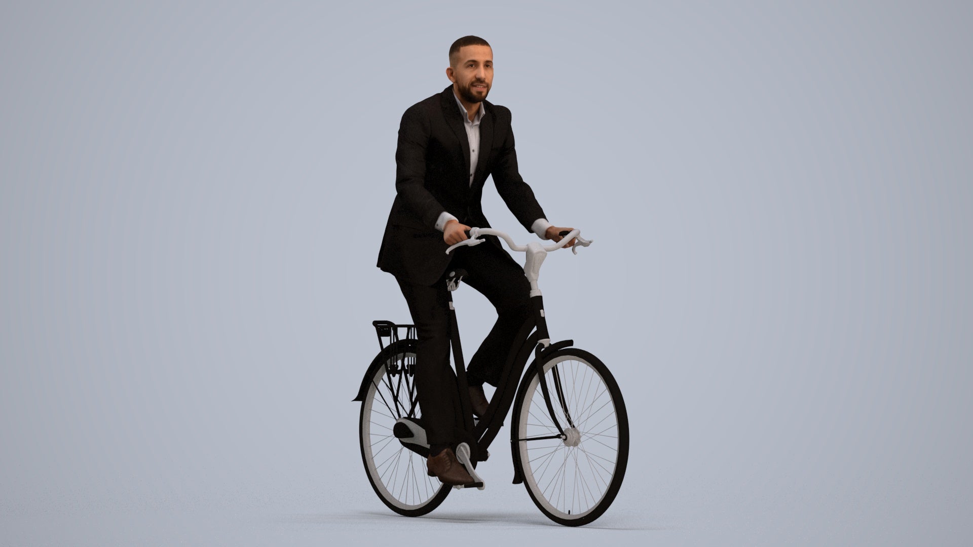 3D people model man business cycling, scanned human for 3ds Max rendering, standing pose render