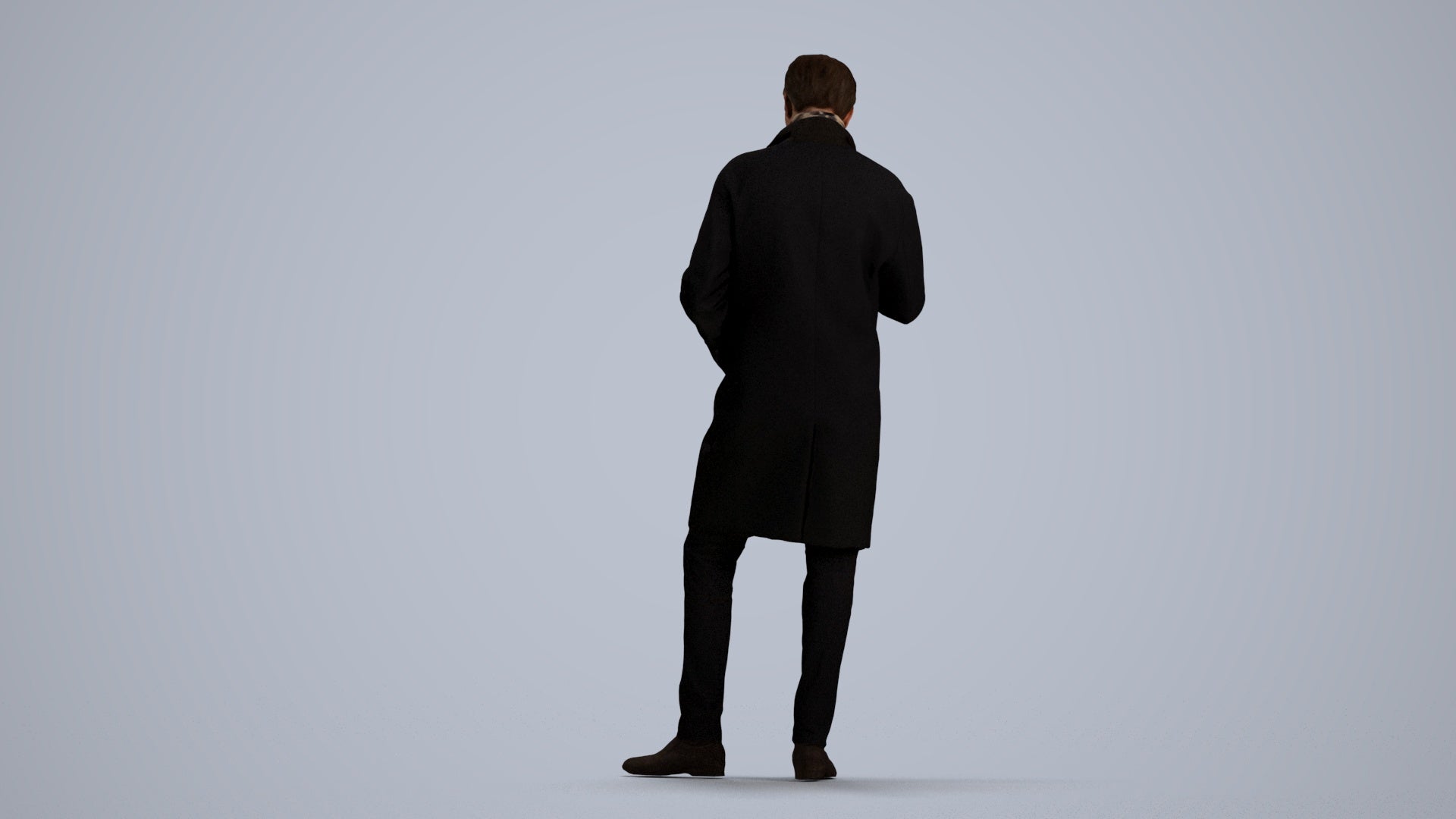 3D human model man standing, photogrammetry scanned person for archviz, front view render