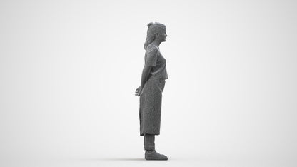 realistic 3D people woman hospitality, render-ready for V-Ray and Corona, FBX OBJ, wireframe side view