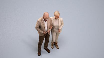 3D people model senior woman business couple, scanned human for 3ds Max rendering, back view render