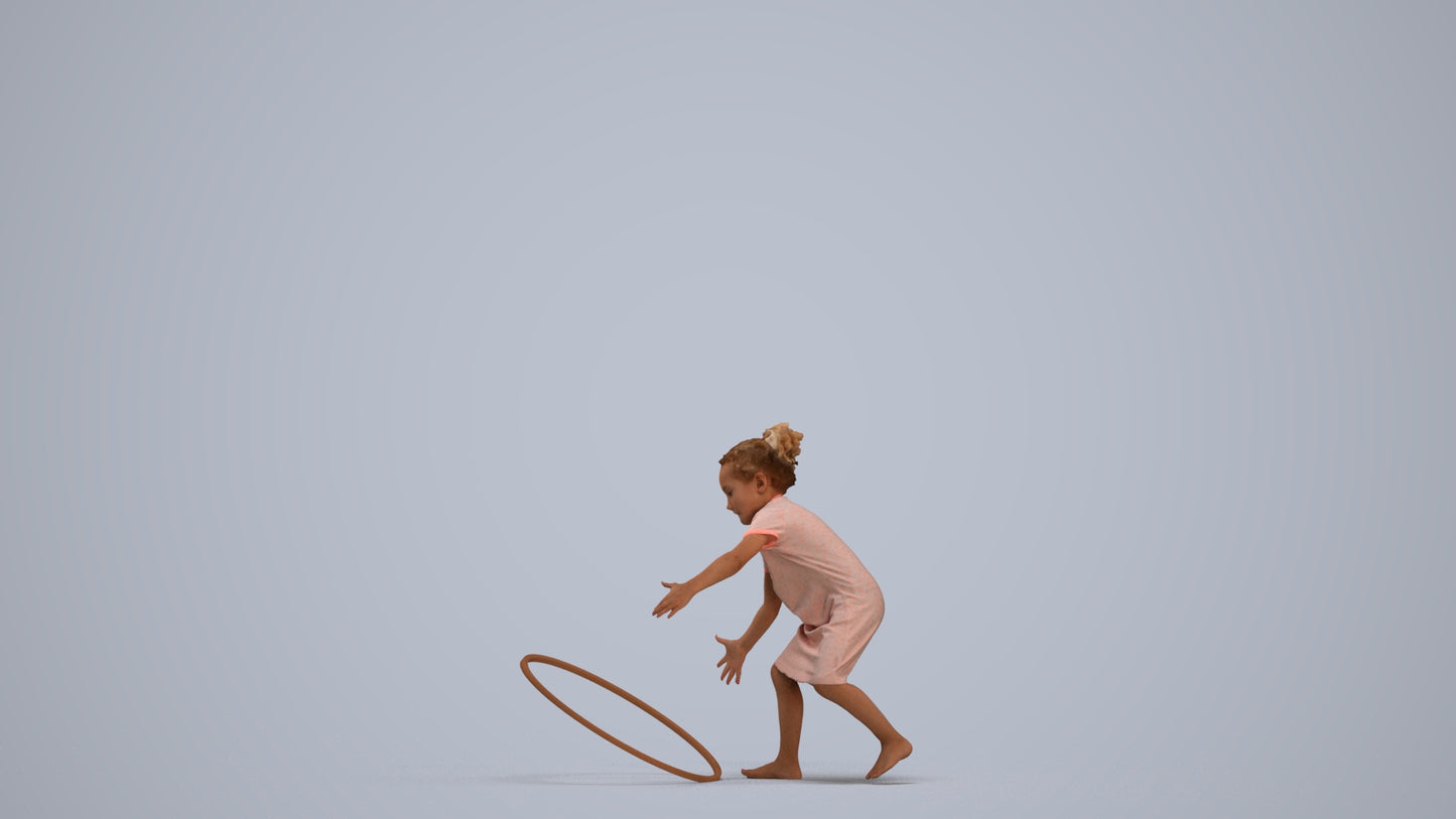 realistic 3D people girl casual kids, render-ready for V-Ray and Corona, FBX OBJ, standing pose render