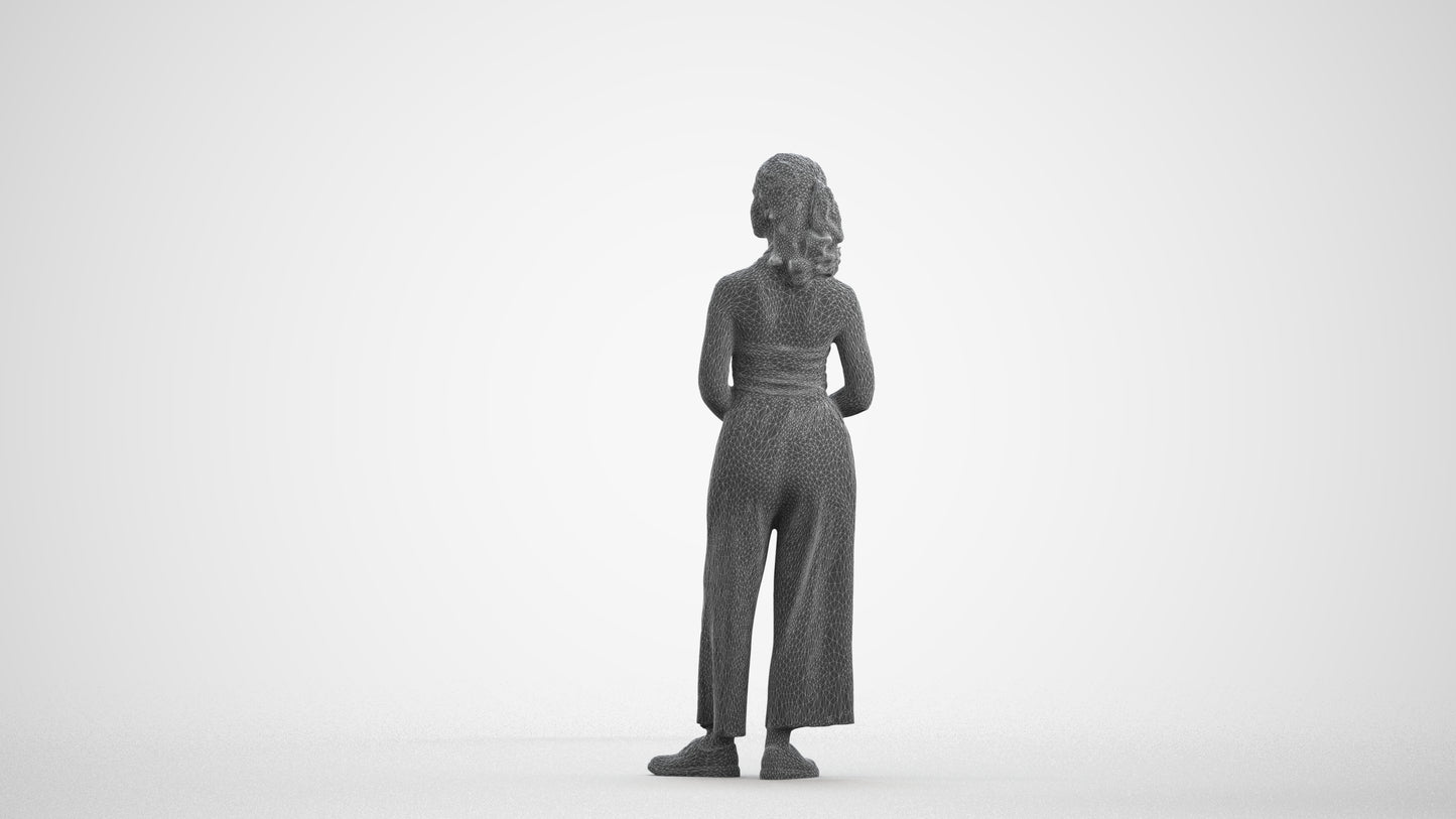 photogrammetry 3D girl casual kids, realistic human model archviz FBX, wireframe front view