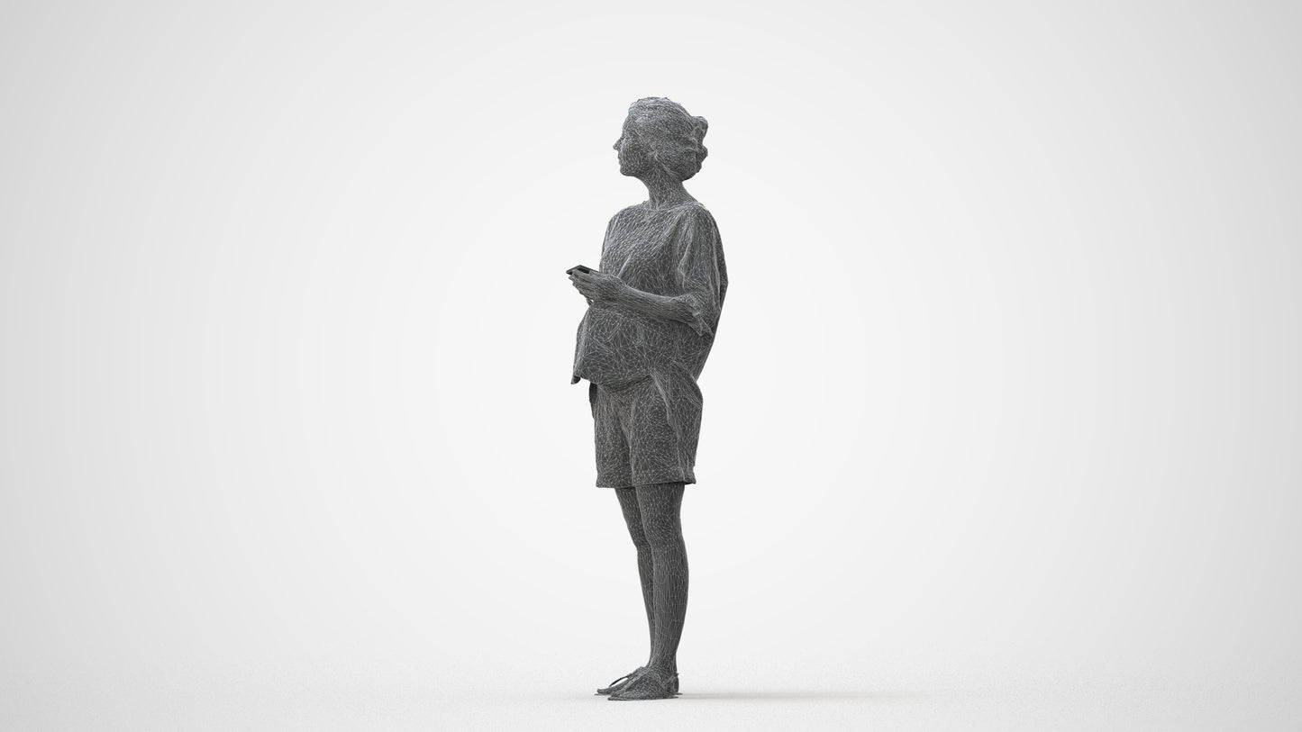 scanned 3D woman casual standing, photogrammetry people for Enscape and V-Ray, square thumbnail