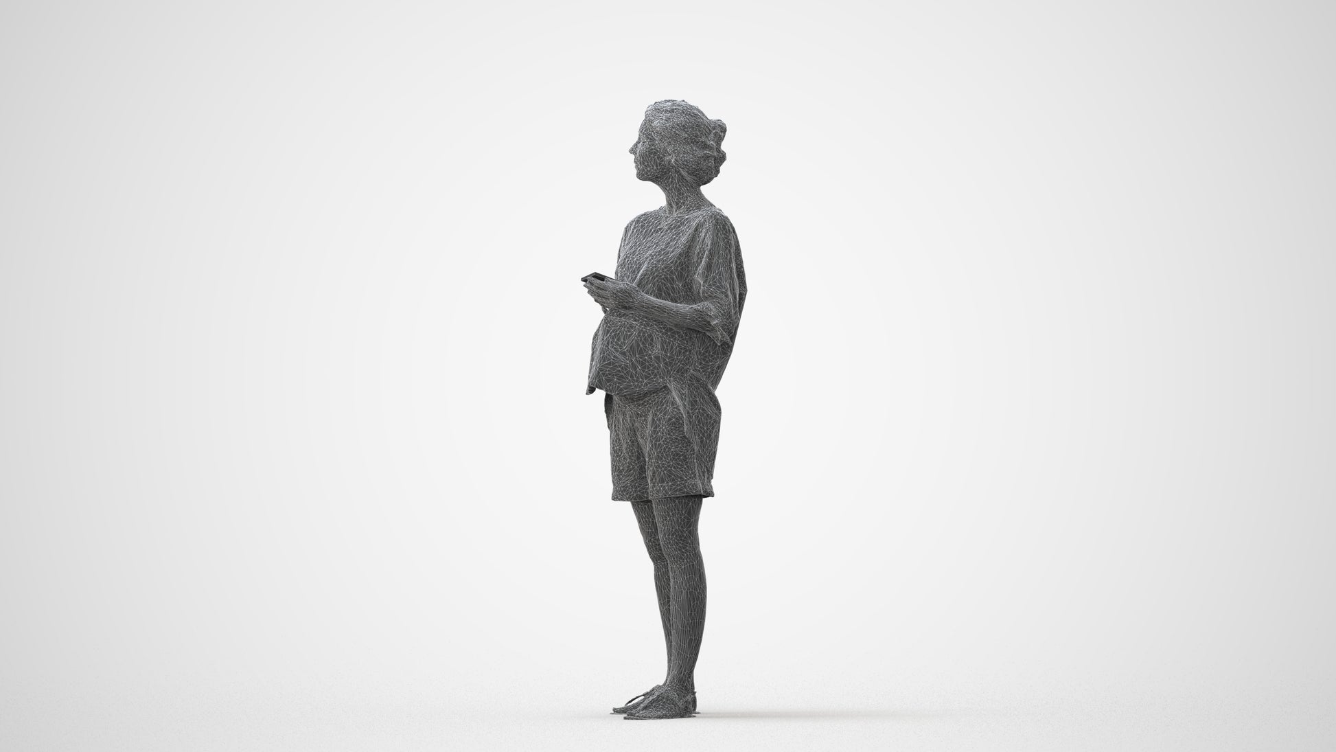 scanned 3D woman casual standing, photogrammetry people for Enscape and V-Ray, square thumbnail