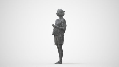 scanned 3D woman casual standing, photogrammetry people for Enscape and V-Ray, square thumbnail