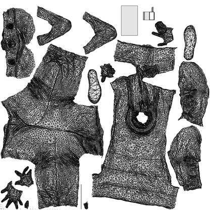 3D scanned man standing casual, photorealistic archviz people for Enscape and SketchUp, wireframe top-down view