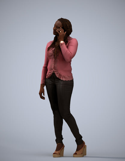realistic 3D woman casual standing, scanned archviz people for Blender and 3ds Max