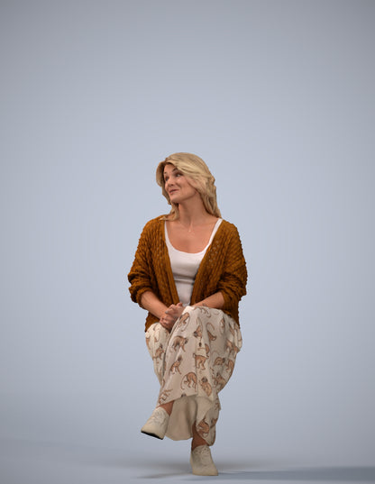 3D people model woman casual sitting, scanned human for 3ds Max rendering