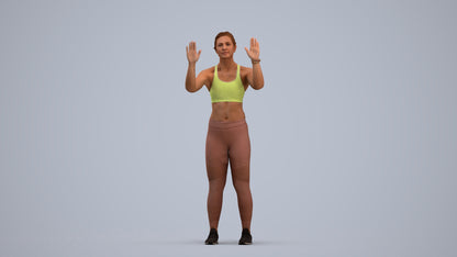 3D scanned woman sport, photorealistic archviz people for Enscape and SketchUp, standing pose render