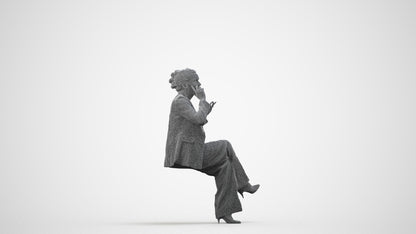 3D scanned woman business, photorealistic archviz people for Enscape and SketchUp, wireframe side view