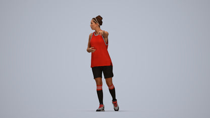 3D people model woman sport, scanned human for 3ds Max rendering, top-down view render