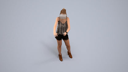 scanned 3D girl casual standing, photogrammetry people for Enscape and V-Ray, back view render