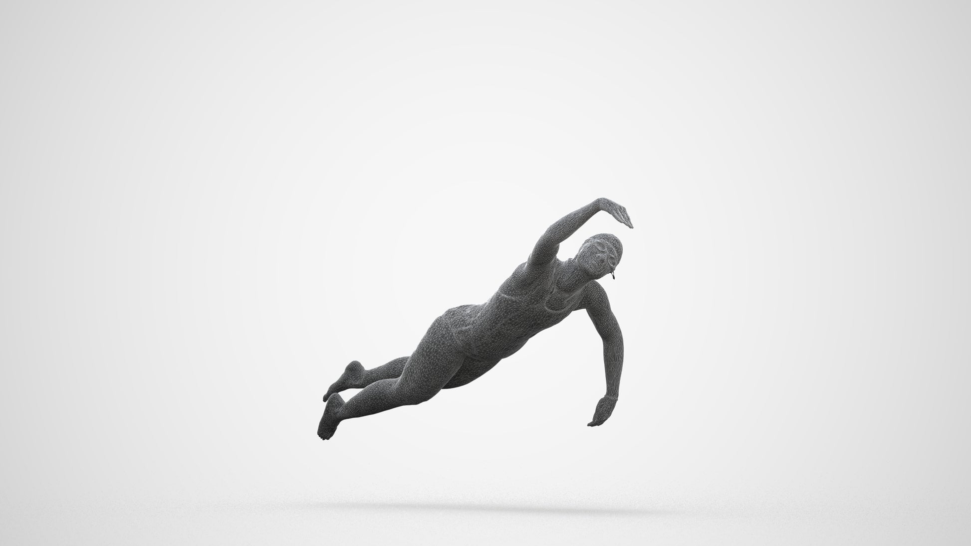 3D human model woman sport pool, photogrammetry scanned person for archviz, three-quarter front view render