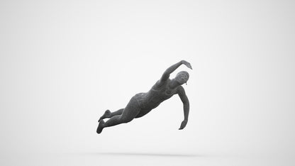 3D human model woman sport pool, photogrammetry scanned person for archviz, three-quarter front view render