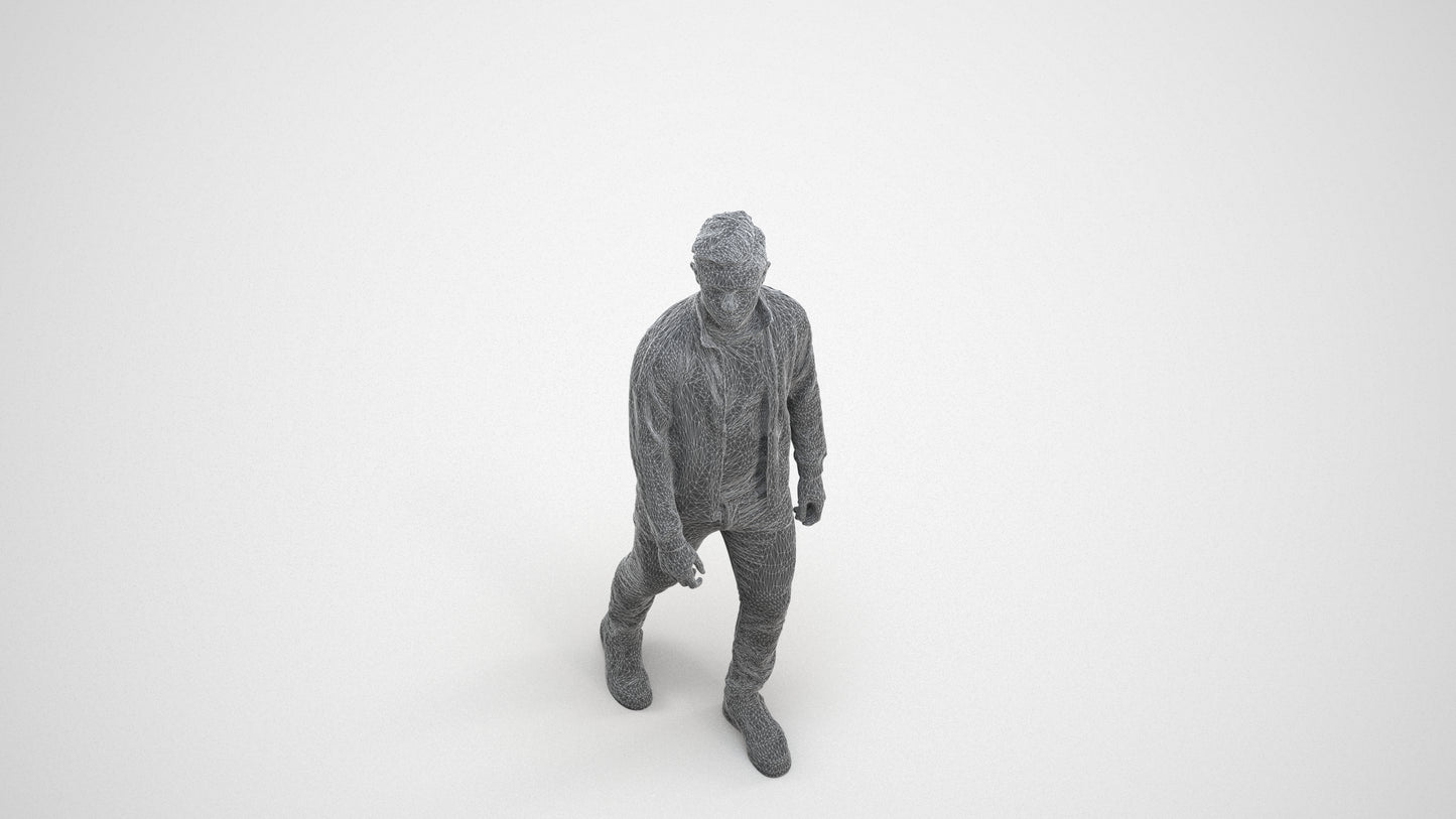 realistic 3D boy casual kids, scanned archviz people for Blender and 3ds Max, wireframe three-quarter view