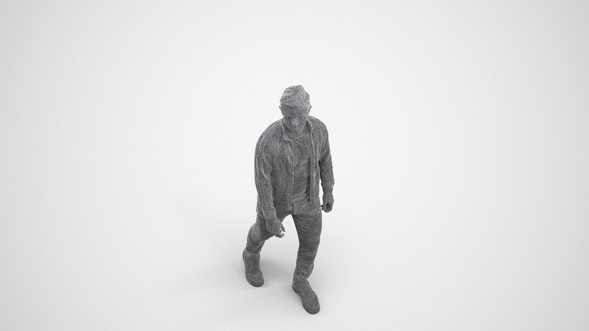 realistic 3D boy casual kids, scanned archviz people for Blender and 3ds Max, wireframe three-quarter view