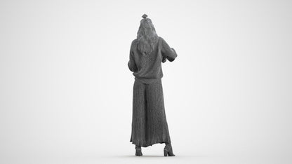 3D people model woman casual standing, scanned human for 3ds Max rendering, wireframe front view