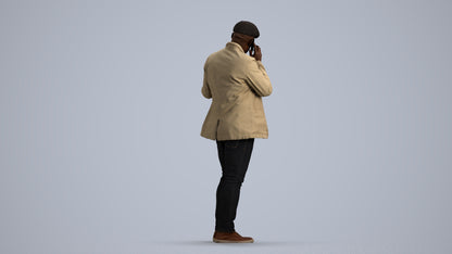 3D human model man casual standing, photogrammetry scanned person for archviz, front view render