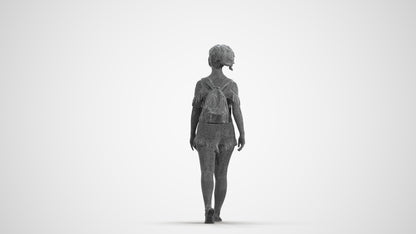 scanned 3D girl casual kids, photogrammetry people for Enscape and V-Ray, wireframe front view