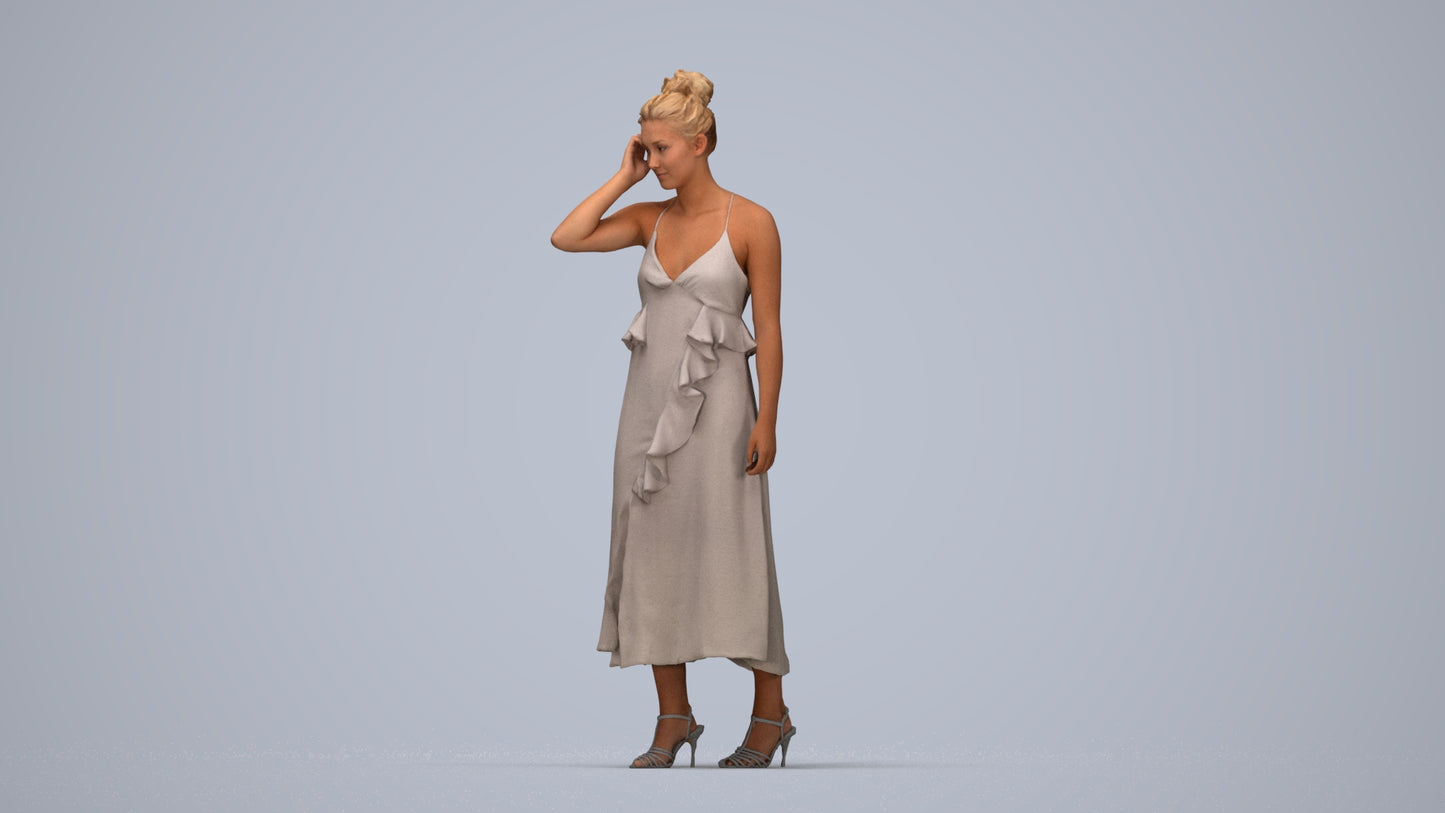 scanned 3D woman formal formalaffairs, photogrammetry people for Enscape and V-Ray, top-down view render