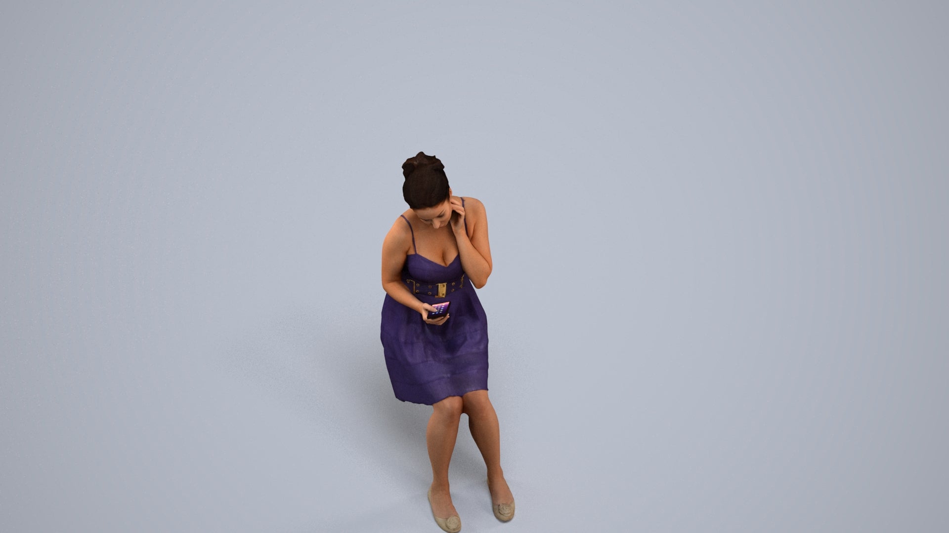 realistic 3D human woman formal formalaffairs, archviz people FBX OBJ for Blender, back view render