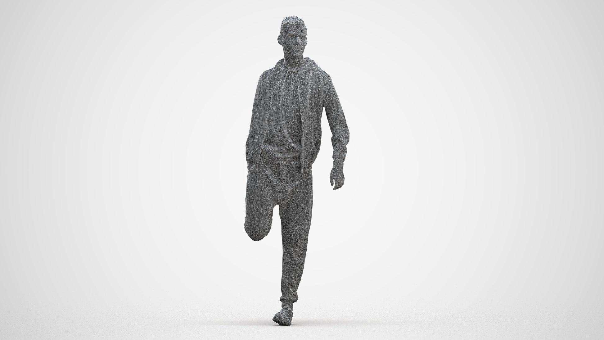 realistic 3D human man sport, archviz people FBX OBJ for Blender, three-quarter front view render