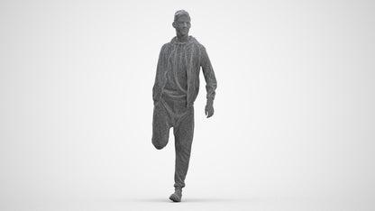 realistic 3D human man sport, archviz people FBX OBJ for Blender, three-quarter front view render