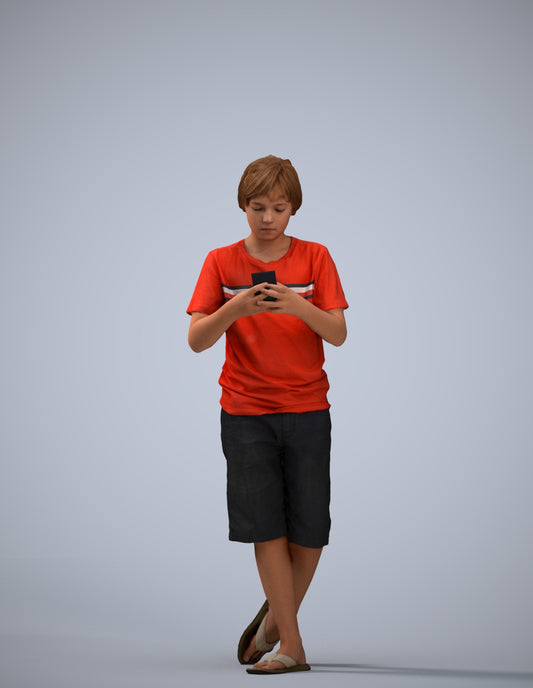 scanned 3D boy casual kids, photogrammetry people for Enscape and V-Ray