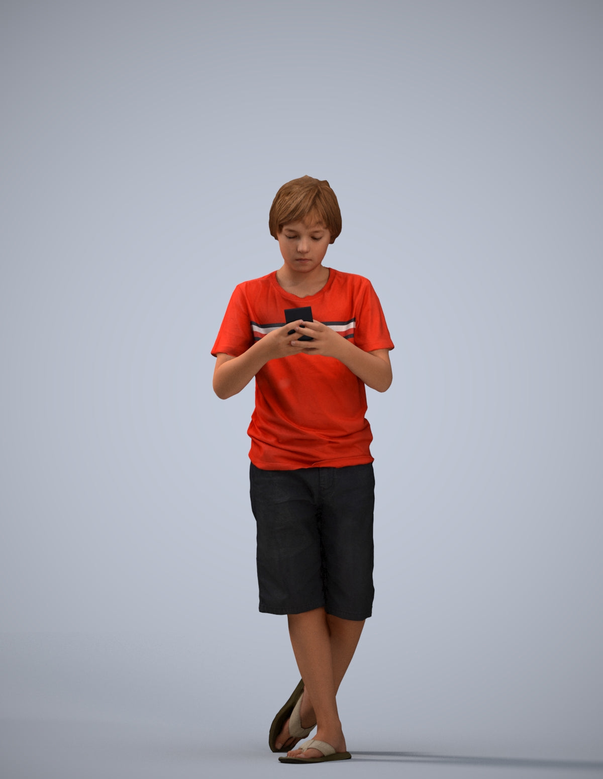 scanned 3D boy casual kids, photogrammetry people for Enscape and V-Ray