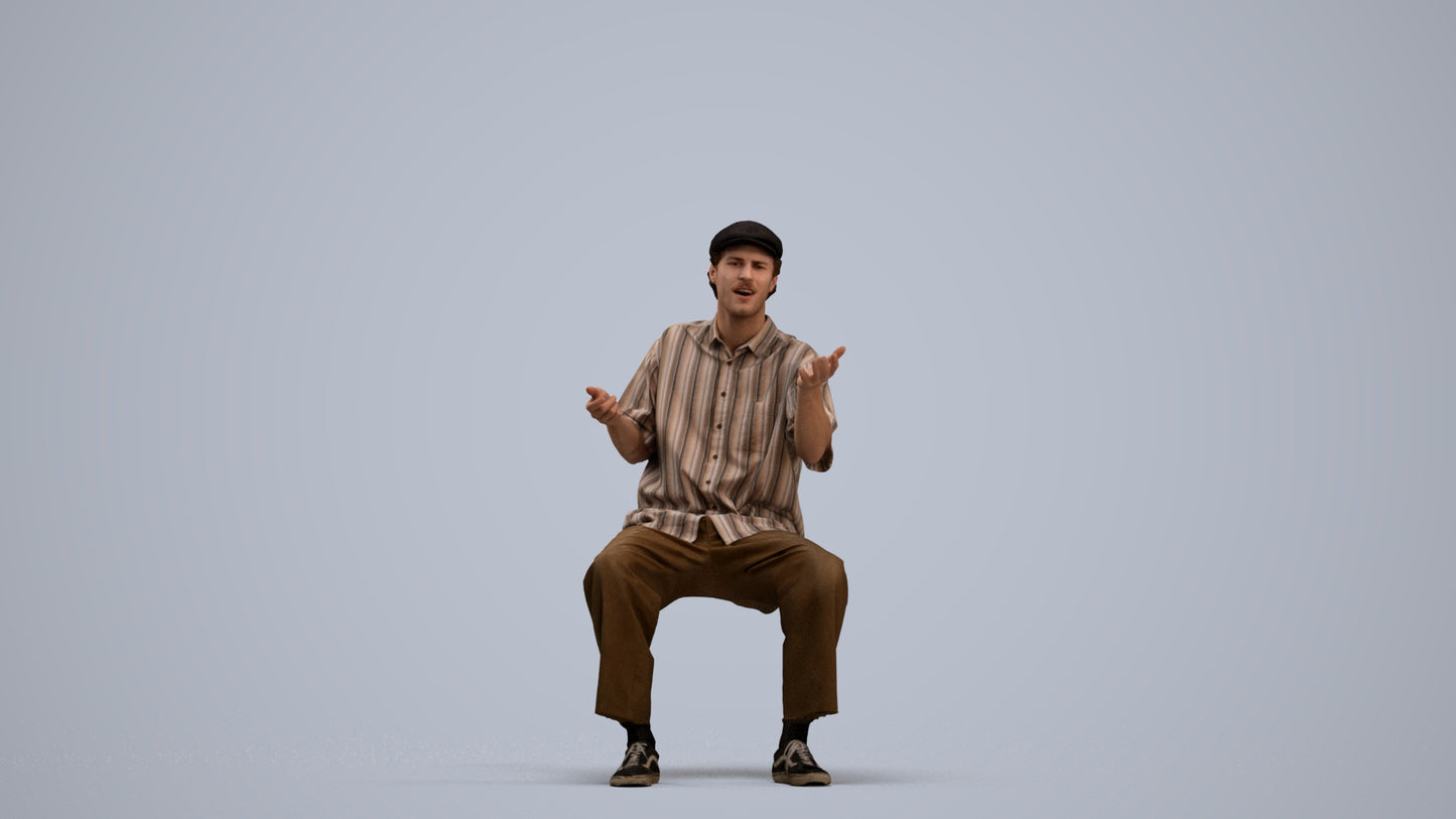 realistic 3D man casual sitting, scanned archviz people for Blender and 3ds Max, standing pose render