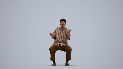 realistic 3D man casual sitting, scanned archviz people for Blender and 3ds Max, standing pose render