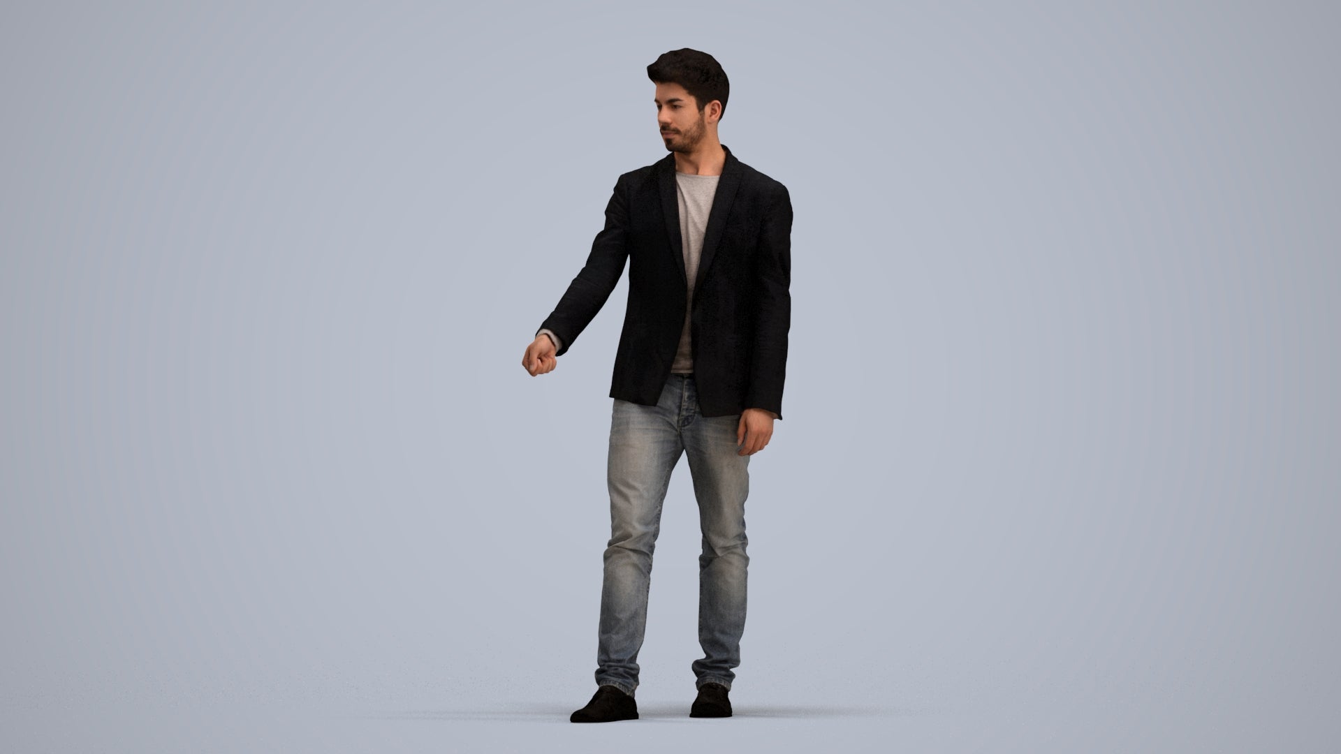 3D people model man casual door, scanned human for 3ds Max rendering, standing pose render