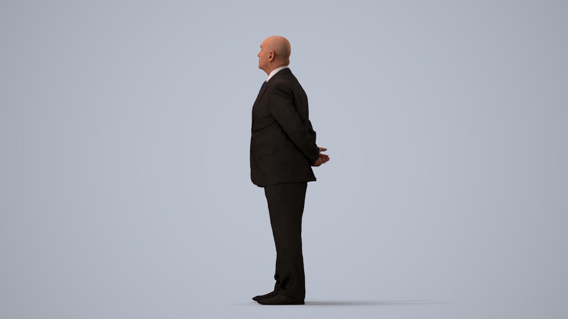 3D people model senior man business mix, scanned human for 3ds Max rendering, three-quarter view render