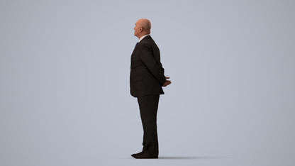 3D people model senior man business mix, scanned human for 3ds Max rendering, three-quarter view render