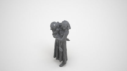 3D people model girl casual kids, scanned human for 3ds Max rendering, wireframe three-quarter view