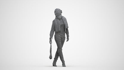 scanned 3D woman casual walking, photogrammetry people for Enscape and V-Ray, three-quarter front view render