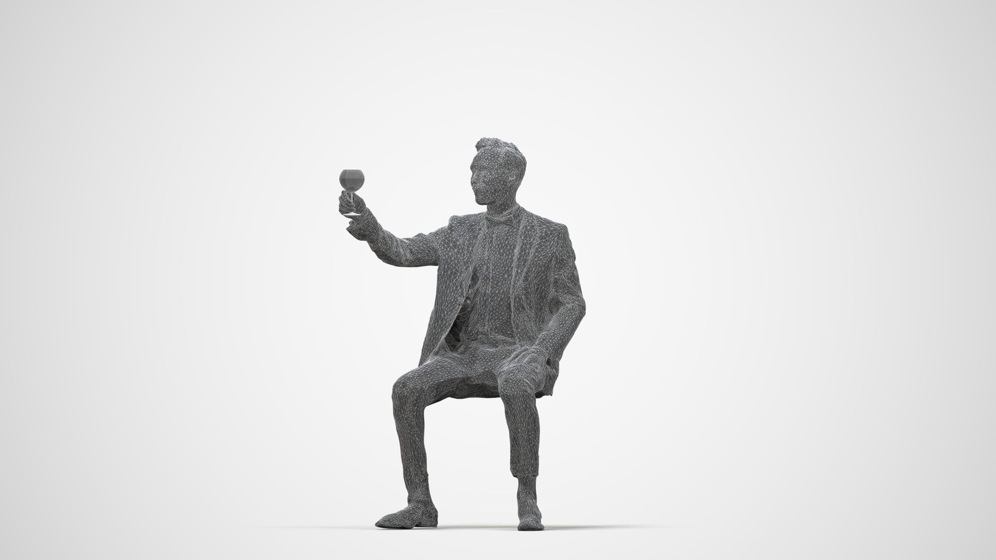realistic 3D man formal formalaffairs, scanned archviz people for Blender and 3ds Max, wireframe back view