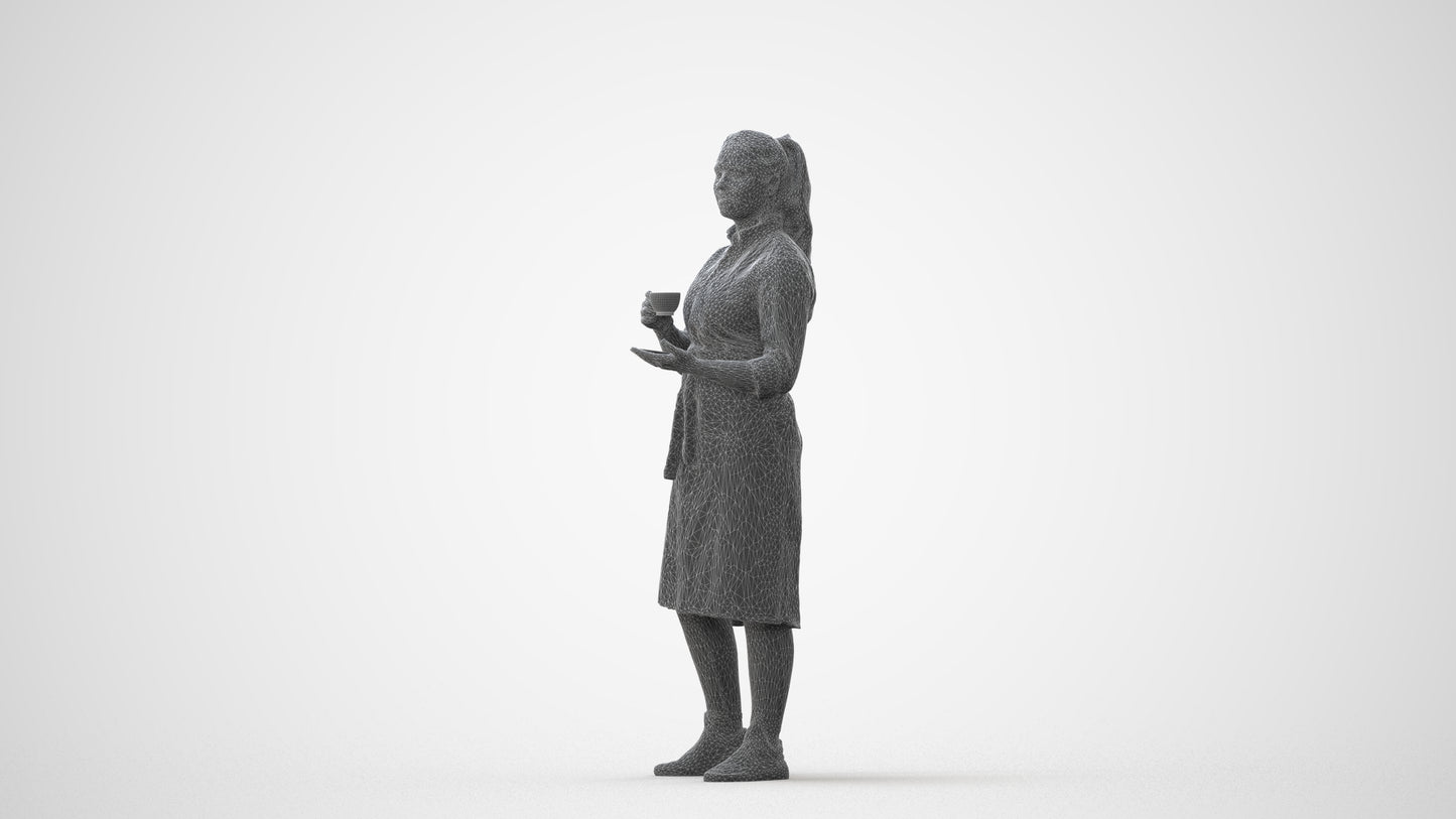 realistic 3D woman hospitality, scanned archviz people for Blender and 3ds Max, square thumbnail