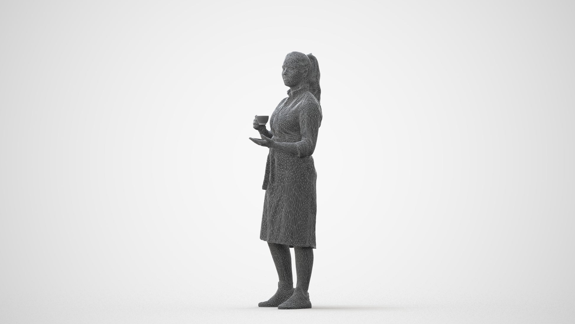 realistic 3D woman hospitality, scanned archviz people for Blender and 3ds Max, square thumbnail