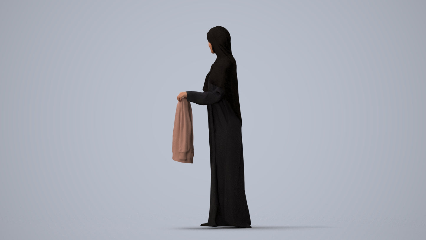 scanned 3D woman standing, photogrammetry people for Enscape and V-Ray, three-quarter view render